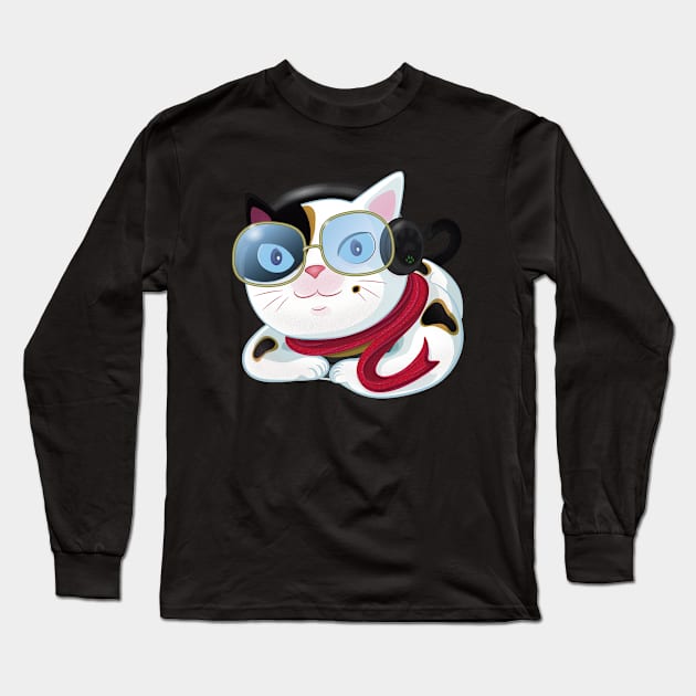 Winter cat. Long Sleeve T-Shirt by TAVANDA